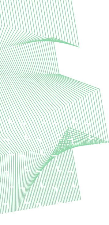 Abstract image featuring intersecting green lines forming angular shapes, reminiscent of a blueprint layout for a modern home, with scattered white square brackets throughout the design. The background is black, creating a stark contrast with the green and white elements.