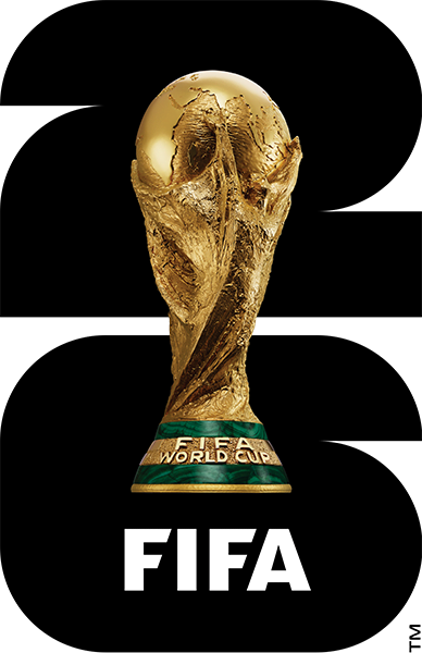 Image of the FIFA World Cup trophy on a black background, with the text "FIFA" in bold white letters below it, highlighting its global affiliations.