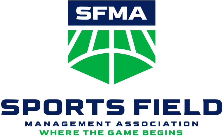 Logo of the Sports Field Management Association featuring a green and white field graphic above the text "SFMA" and "Sports Field Management Association - Where the Game Begins." Perfect for any sports turf company.