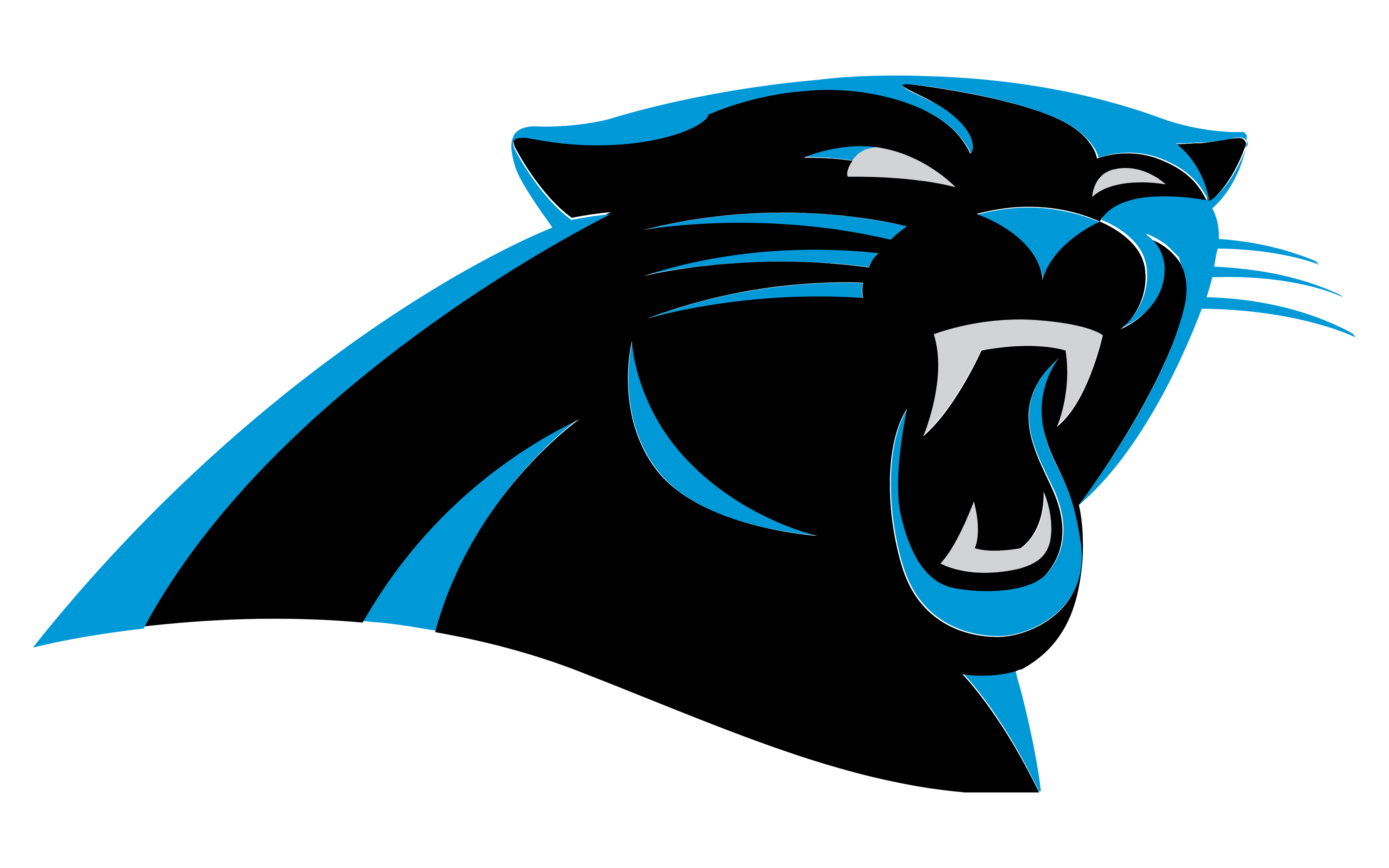 Blue and black stylized logo of a roaring panther head, mouth open and teeth visible, symbolizing fierce affiliations.