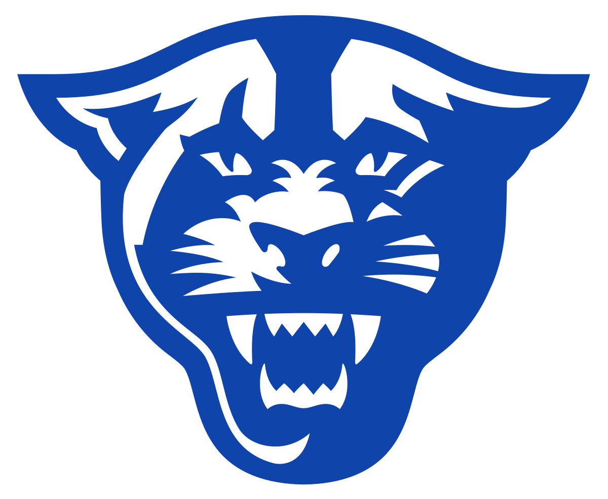 Stylized blue and white panther face logo with an open mouth and visible sharp teeth, symbolizing power and bold affiliations.