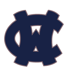 A navy blue interlocking "NC" logo with a white outline, resembling a sports team's emblem, symbolizing strong affiliations.